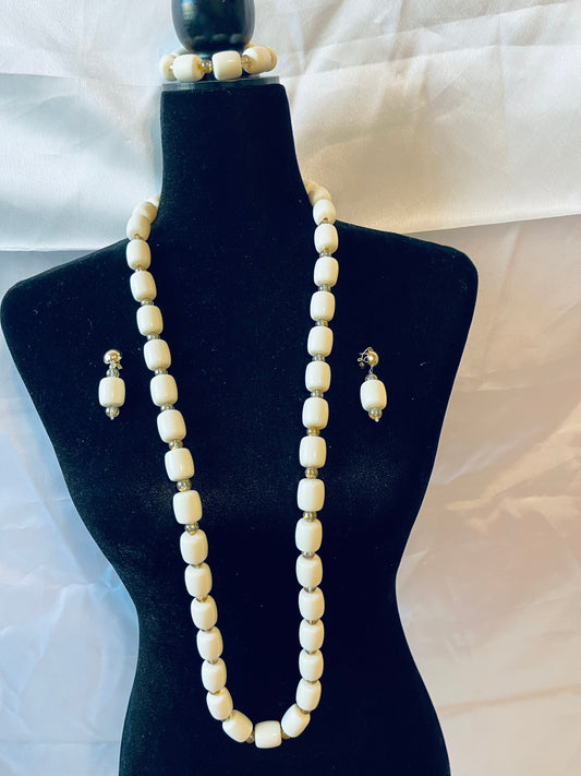 3 Piece White Coral Bead