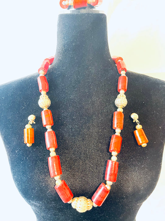 3 Piece Coral Bead Sets.